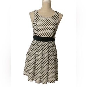 Enlin White and Black Polka Dot Sleeveless Dress
